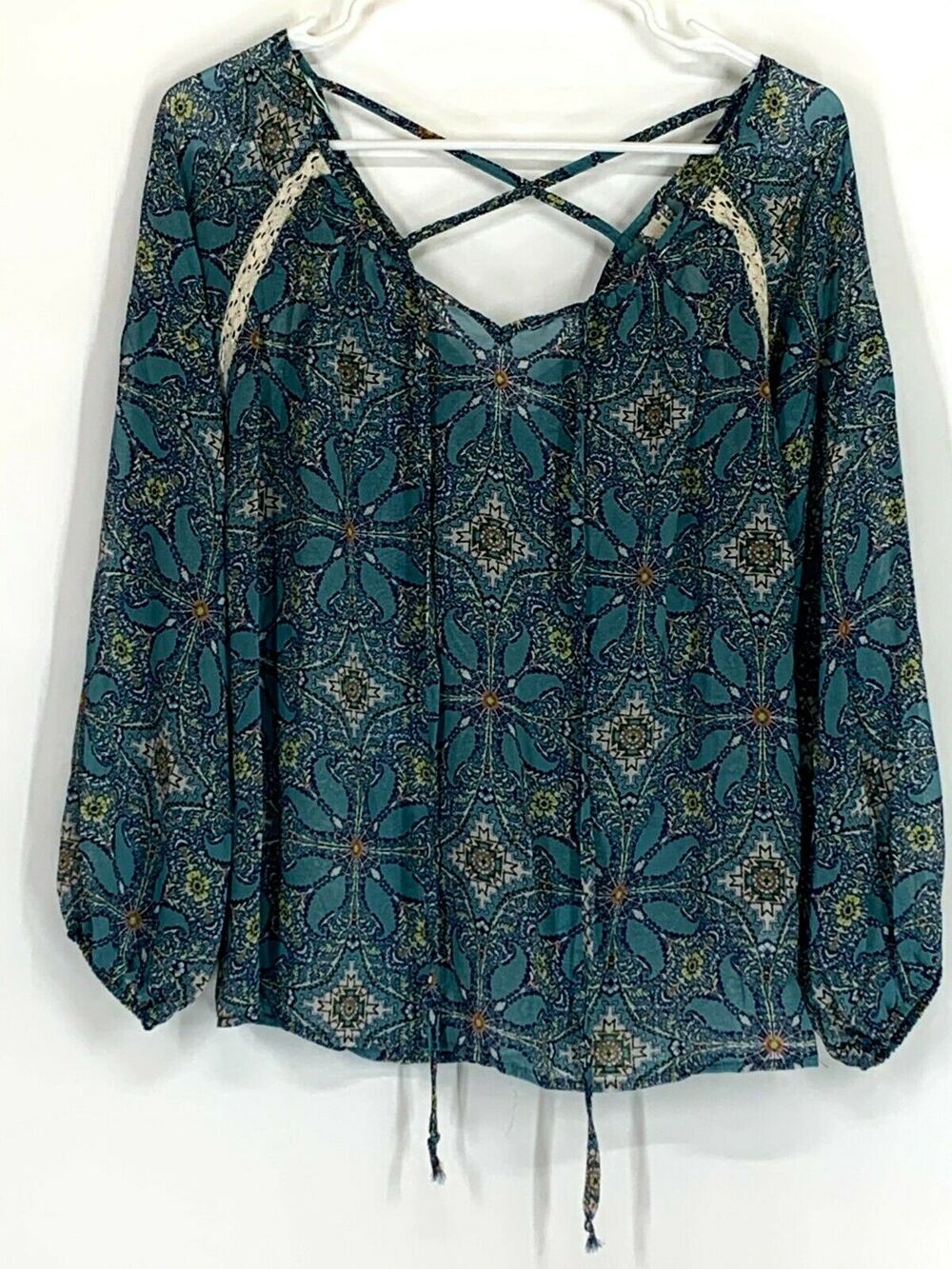 Sun & Shadow Paisley Boho Printed Blouse Women’s Size XS